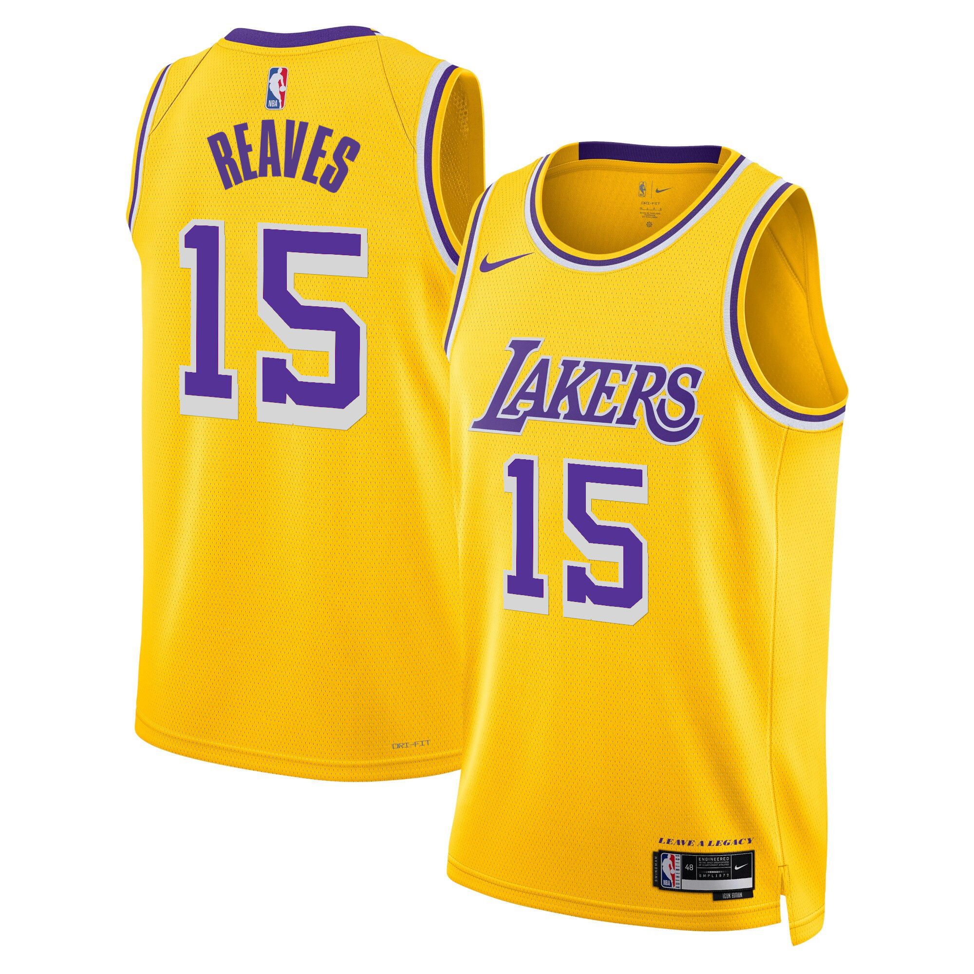 Men Los Angeles Lakers #15 Reaves Yellow 2025 Nike Swingman NBA Jersey